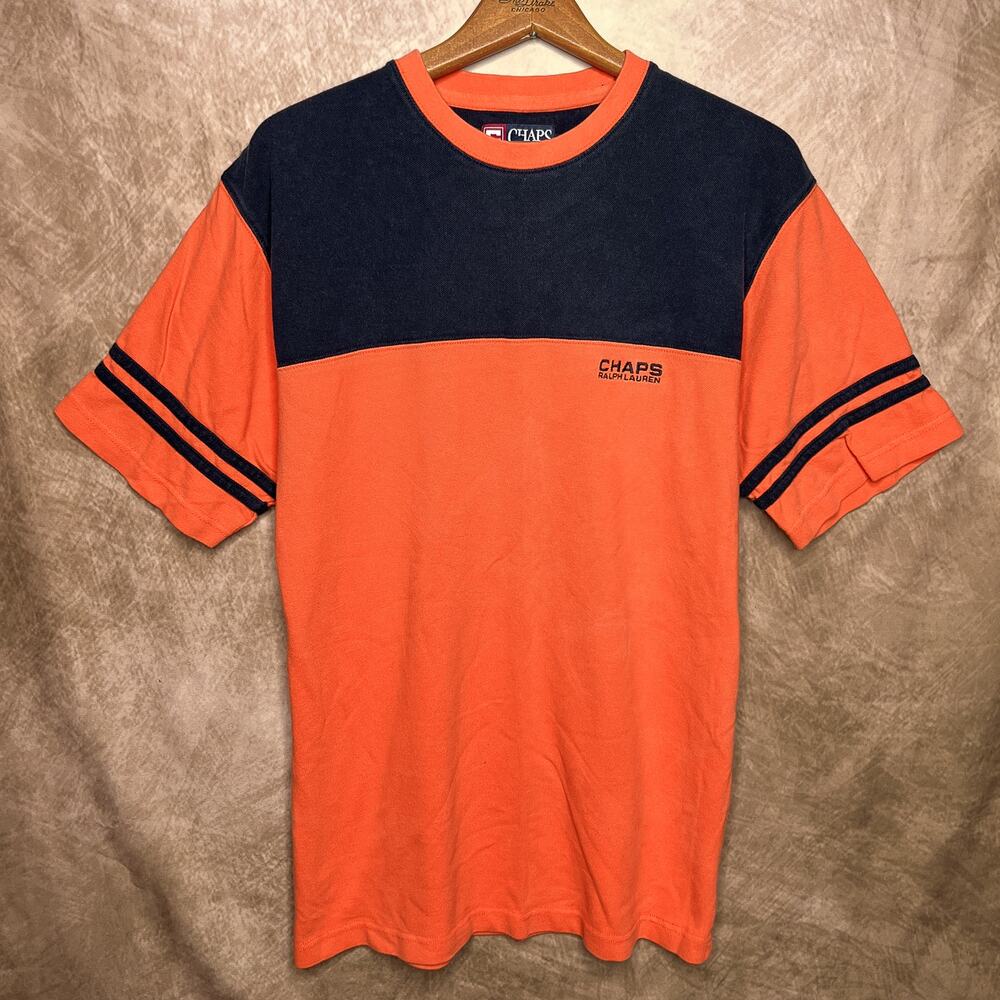 Vintage Chaps Ralph Lauren T-Shirt Color Block Embroidered Ringer Skater Retro